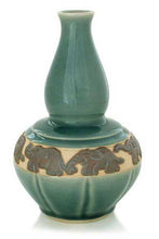 Load image into Gallery viewer, Celadon ceramic vase - Elephant Sky Heralds | NOVICA