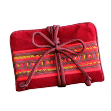Load image into Gallery viewer, Thai Hill Tribe Crafted Burgundy Cotton Blend Jewelry Roll - Lisu Lines in Wine | NOVICA