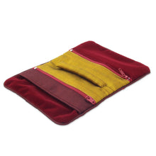 Load image into Gallery viewer, Thai Hill Tribe Crafted Burgundy Cotton Blend Jewelry Roll - Lisu Lines in Wine | NOVICA