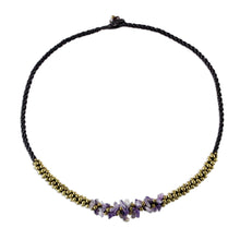 Load image into Gallery viewer, Artisan Crafted Brass Beaded Amethyst Necklace - Lilac Orchids | NOVICA