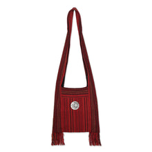Load image into Gallery viewer, Handmade Red Shoulder Bag - Crimson Lands | NOVICA