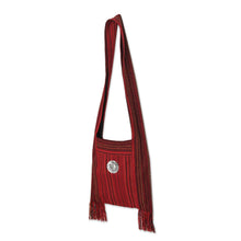 Load image into Gallery viewer, Handmade Red Shoulder Bag - Crimson Lands | NOVICA