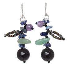 Load image into Gallery viewer, Lapis lazuli and Amethyst Beaded Earrings - Lanna Pizzaz | NOVICA