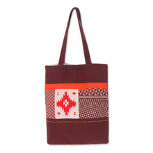 Load image into Gallery viewer, Handmade Geometric Cotton Shoulder Bag - Brown Geometry Stars | NOVICA