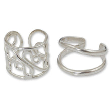 Load image into Gallery viewer, Sterling silver ear cuff earrings (Pair) - Sleek Filigree | NOVICA