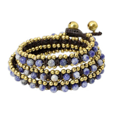 Load image into Gallery viewer, Hand Knotted Thai Sodalite Bracelet with Brass Beads - Happiness and Joy | NOVICA
