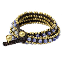 Load image into Gallery viewer, Hand Knotted Thai Sodalite Bracelet with Brass Beads - Happiness and Joy | NOVICA