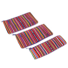 Load image into Gallery viewer, Purple Striped Makeup Cases from Thailand - Purple Lisu Chic | NOVICA