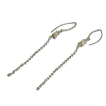 Load image into Gallery viewer, Long Chain Dangle Earrings in Sterling with Gold Accents - Rain Chain | NOVICA
