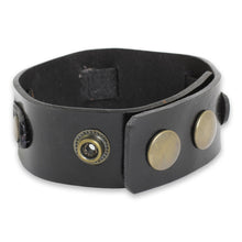 Load image into Gallery viewer, Men's Black Leather Wristband Bracelet Crafted by Hand - Journey in Black | NOVICA
