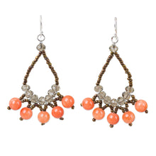 Load image into Gallery viewer, Artisan Crafted Brown Orange Beaded Earrings - Orange Harmony | NOVICA