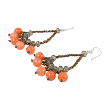 Load image into Gallery viewer, Artisan Crafted Brown Orange Beaded Earrings - Orange Harmony | NOVICA