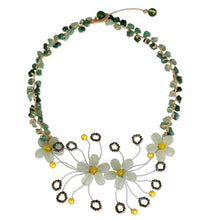 Load image into Gallery viewer, Floral Pendant Necklace Crafted from Quartz and Pearls - Summer Zinnia | NOVICA
