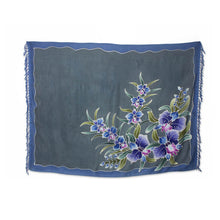 Load image into Gallery viewer, 100% Silk Sarong with Hand-printed Batik Thai Blue Orchids - Twilight Cattleya | NOVICA