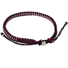 Load image into Gallery viewer, Artisan Crafted Braided Bracelet with Silver Beads - Bringing Friendship in Magenta | NOVICA
