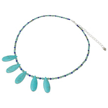 Load image into Gallery viewer, Thai Ethnic Style Beaded Necklace with Lapis Lazuli - Blue Morning | NOVICA
