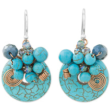 Load image into Gallery viewer, Dyed Calcite Sterling Silver Dangle Earrings from Thailand - Moonlight Garden in Blue | NOVICA