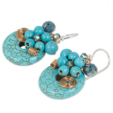 Load image into Gallery viewer, Dyed Calcite Sterling Silver Dangle Earrings from Thailand - Moonlight Garden in Blue | NOVICA