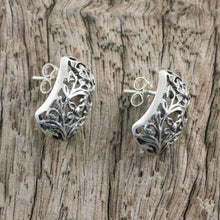 Load image into Gallery viewer, Sterling Silver Floral Drop Earrings from Thailand - Floral World | NOVICA