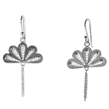 Load image into Gallery viewer, Sterling Silver Filigree Dangle Earrings from Thailand - Peacock Fans | NOVICA