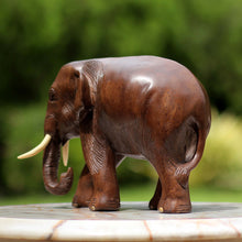 Load image into Gallery viewer, Hand Made Wood Elephant Sculpture from Thailand - Relaxed Elephant | NOVICA