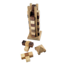 Load image into Gallery viewer, Hand Made Wood Tower Puzzle Game from Thailand - Babylon Tower | NOVICA