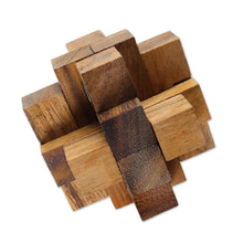 Load image into Gallery viewer, Hand Made Wood Puzzle Game Geometric from Thailand - Diamond Cube | NOVICA