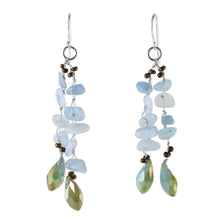 Load image into Gallery viewer, Blue Quartz and Glass Bead Dangle Earrings from Thailand - Crystalline Drops in Blue | NOVICA