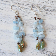 Load image into Gallery viewer, Blue Quartz and Glass Bead Dangle Earrings from Thailand - Crystalline Drops in Blue | NOVICA