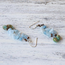Load image into Gallery viewer, Blue Quartz and Glass Bead Dangle Earrings from Thailand - Crystalline Drops in Blue | NOVICA
