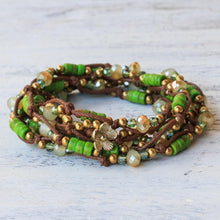 Load image into Gallery viewer, Green Calcite Beaded Wrap Bracelet from Thailand - Forest Party | NOVICA