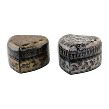 Load image into Gallery viewer, Decorative Heart Shaped Lacquerware Boxes (Pair) - Heart to Heart | NOVICA