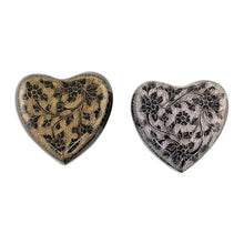 Load image into Gallery viewer, Decorative Heart Shaped Lacquerware Boxes (Pair) - Heart to Heart | NOVICA