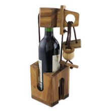 Load image into Gallery viewer, Wood Puzzle and Wine Bottle Holder from Thailand - Don't Break The Bottle | NOVICA