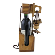 Load image into Gallery viewer, Wood Puzzle and Wine Bottle Holder from Thailand - Don't Break The Bottle | NOVICA