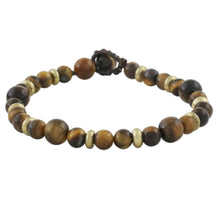 Load image into Gallery viewer, Hand Crafted Bead Bracelet of Tiger's Eye and Brass - Courageous Eye | NOVICA