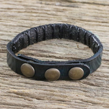 Load image into Gallery viewer, Bohemian Leather and Agate Bead Wristband Bracelet - Rock Walk | NOVICA