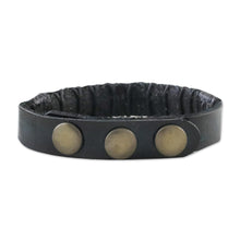 Load image into Gallery viewer, Bohemian Leather and Agate Bead Wristband Bracelet - Rock Walk | NOVICA