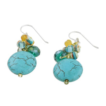 Load image into Gallery viewer, Blue Calcite and Glass Bead Dangle Earrings from Thailand - Blue Circles | NOVICA