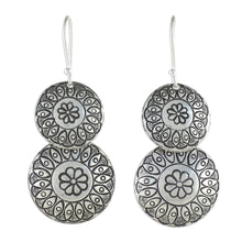 Load image into Gallery viewer, Floral Karen Silver Dangle Earrings from Thailand - La Na Flowers | NOVICA