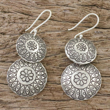 Load image into Gallery viewer, Floral Karen Silver Dangle Earrings from Thailand - La Na Flowers | NOVICA