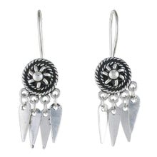 Load image into Gallery viewer, Circular Sterling Silver Chandelier Earrings from Thailand - La Na Wheels | NOVICA