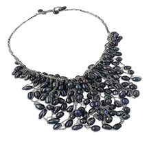 Load image into Gallery viewer, Bold Black Cultured Pearl Pendant Necklace from Thailand - The Enchanting Dark | NOVICA