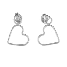 Load image into Gallery viewer, 925 Sterling Silver Heart Shaped Frame Earrings - Elegant Heart | NOVICA
