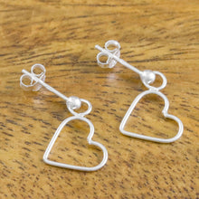 Load image into Gallery viewer, 925 Sterling Silver Heart Shaped Frame Earrings - Elegant Heart | NOVICA