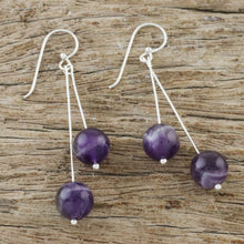Load image into Gallery viewer, Thai Amethyst and Sterling Silver Beaded Dangle Earrings - Dreamy Wonder | NOVICA