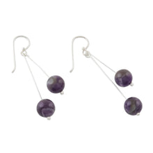 Load image into Gallery viewer, Thai Amethyst and Sterling Silver Beaded Dangle Earrings - Dreamy Wonder | NOVICA