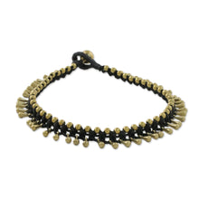 Load image into Gallery viewer, Handmade Lunar Black Knotted Brass Black Cord Anklet - Lunar Black | NOVICA