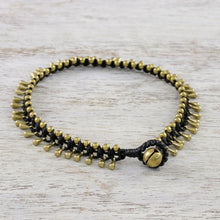 Load image into Gallery viewer, Handmade Lunar Black Knotted Brass Black Cord Anklet - Lunar Black | NOVICA