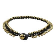 Load image into Gallery viewer, Handmade Lunar Black Knotted Brass Black Cord Anklet - Lunar Black | NOVICA